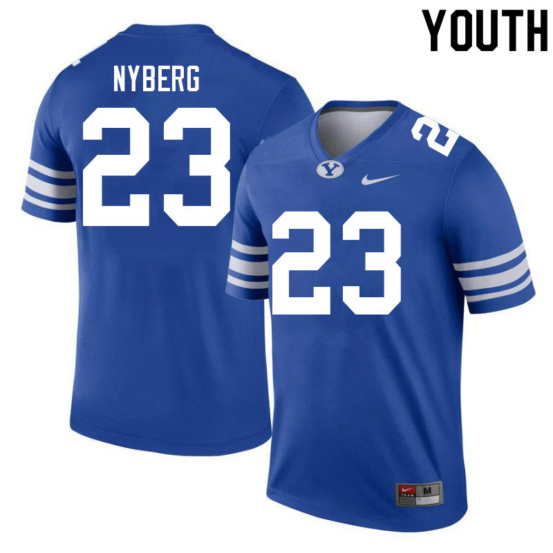 Youth #23 Hobbs Nyberg BYU Cougars College Football Jerseys Sale-Royal